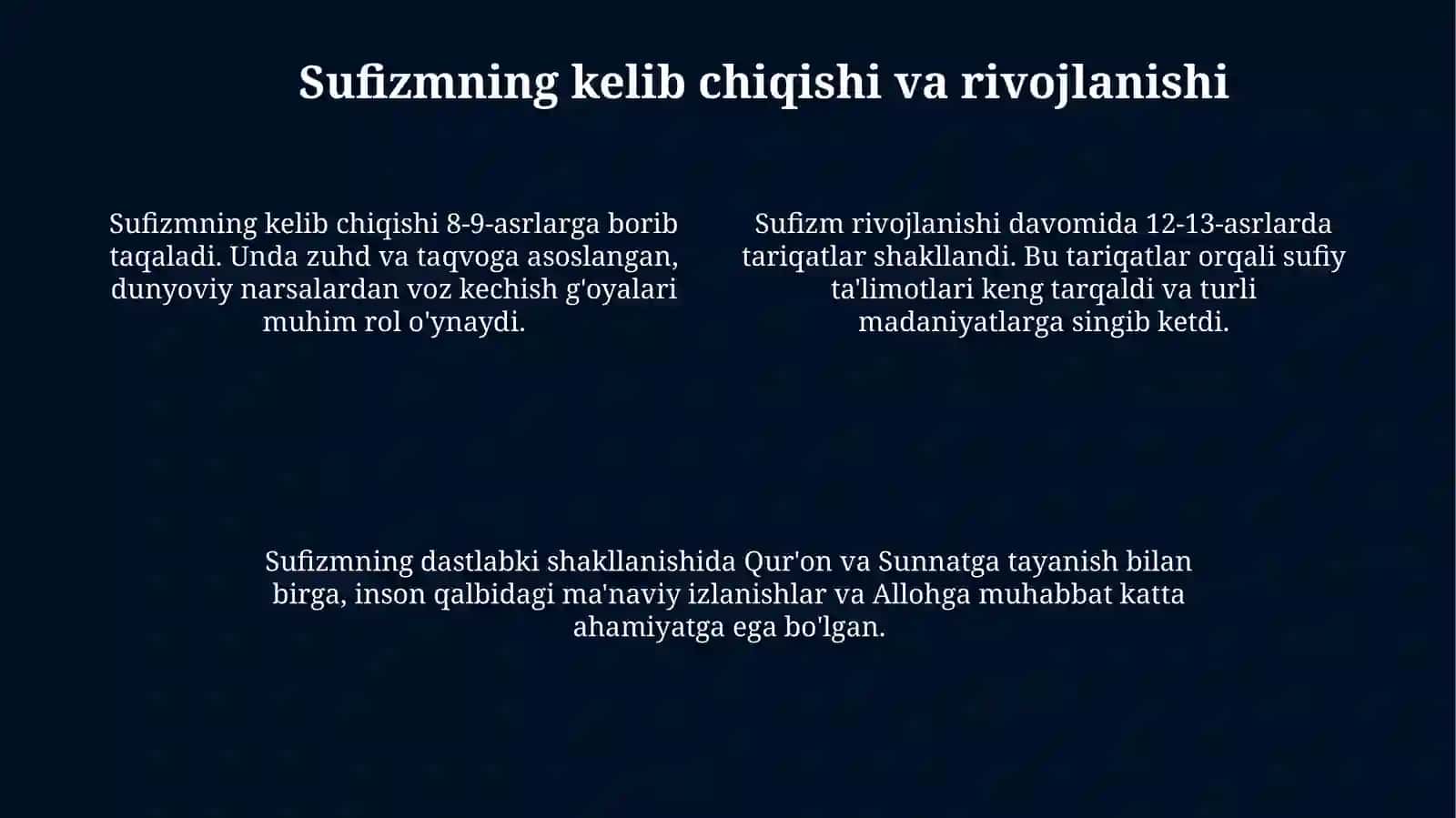 Tasavvuf tushunchasi va uning mohiyati. Tasavvufning kelib chiqishi, mazmunivarivoji 4