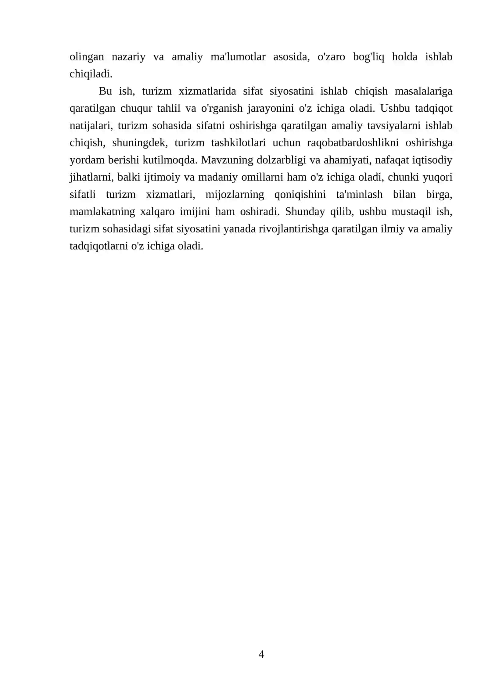 Turizm xizmatlarida sifat siyosatini ishlab chiqish tamoyillari 4