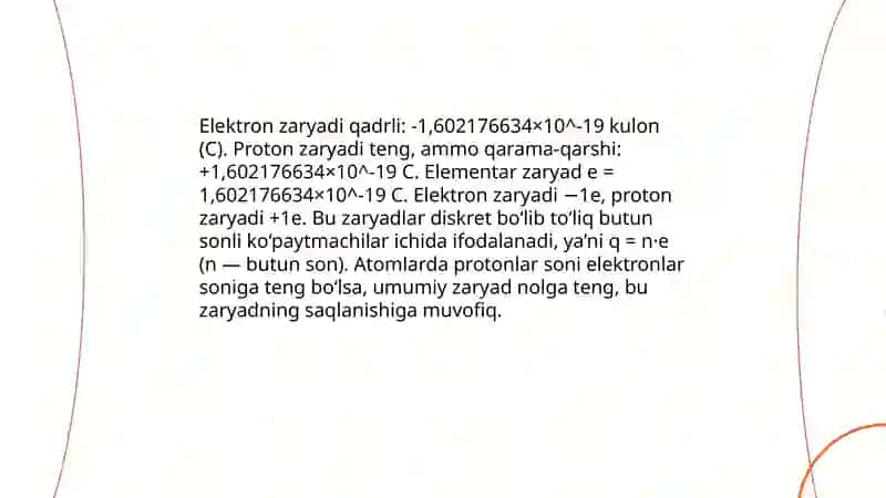 Zaryad diskretligi va uning saqlanish qonuni 4