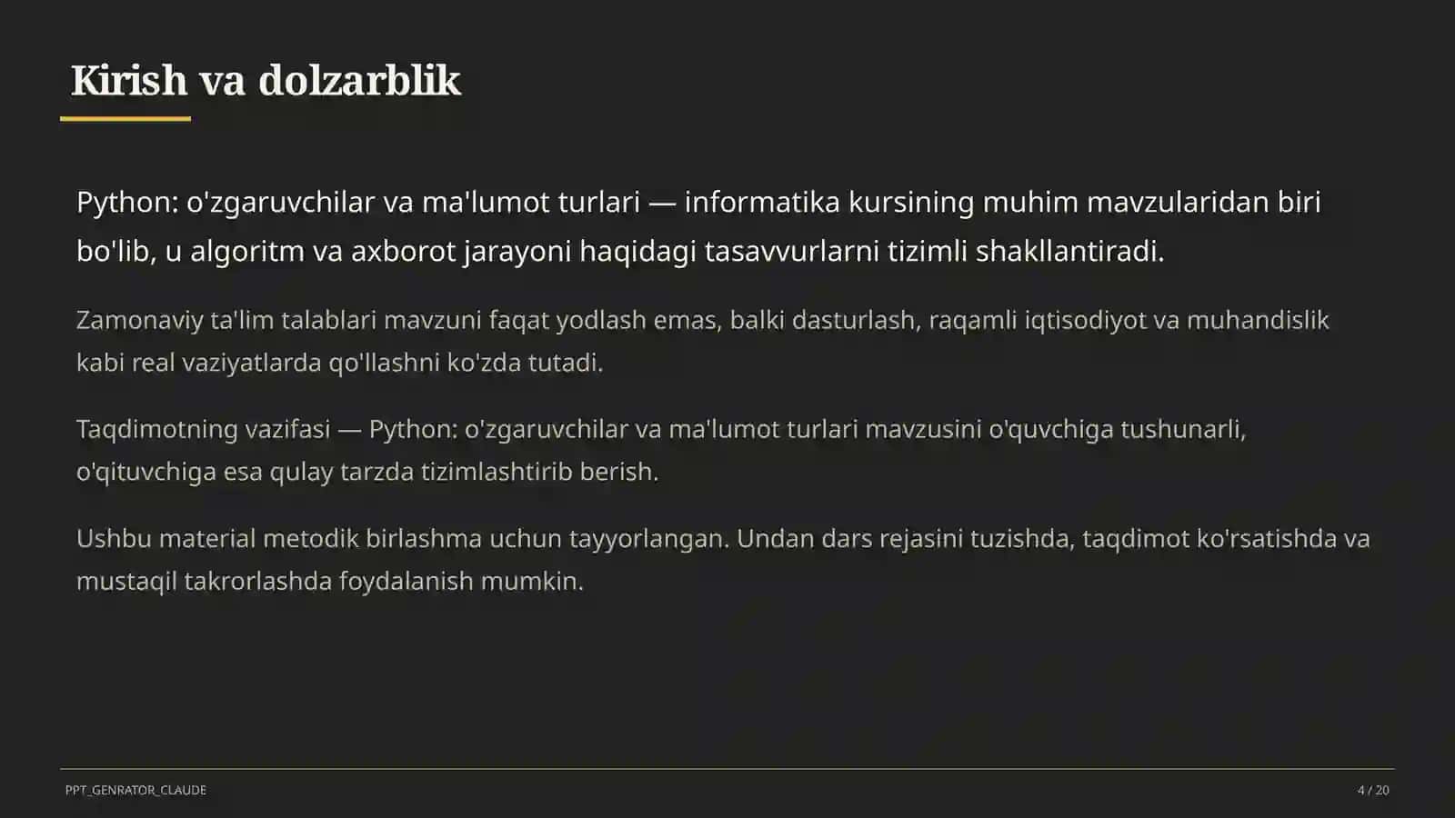 Python: o'zgaruvchilar va ma'lumot turlari (8-sinf) 4