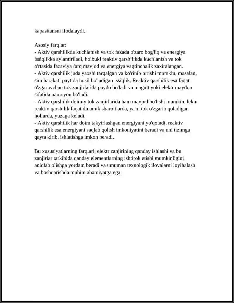 AKTIV VA REAKTIV QARSHILIKLARNING FARQI 4