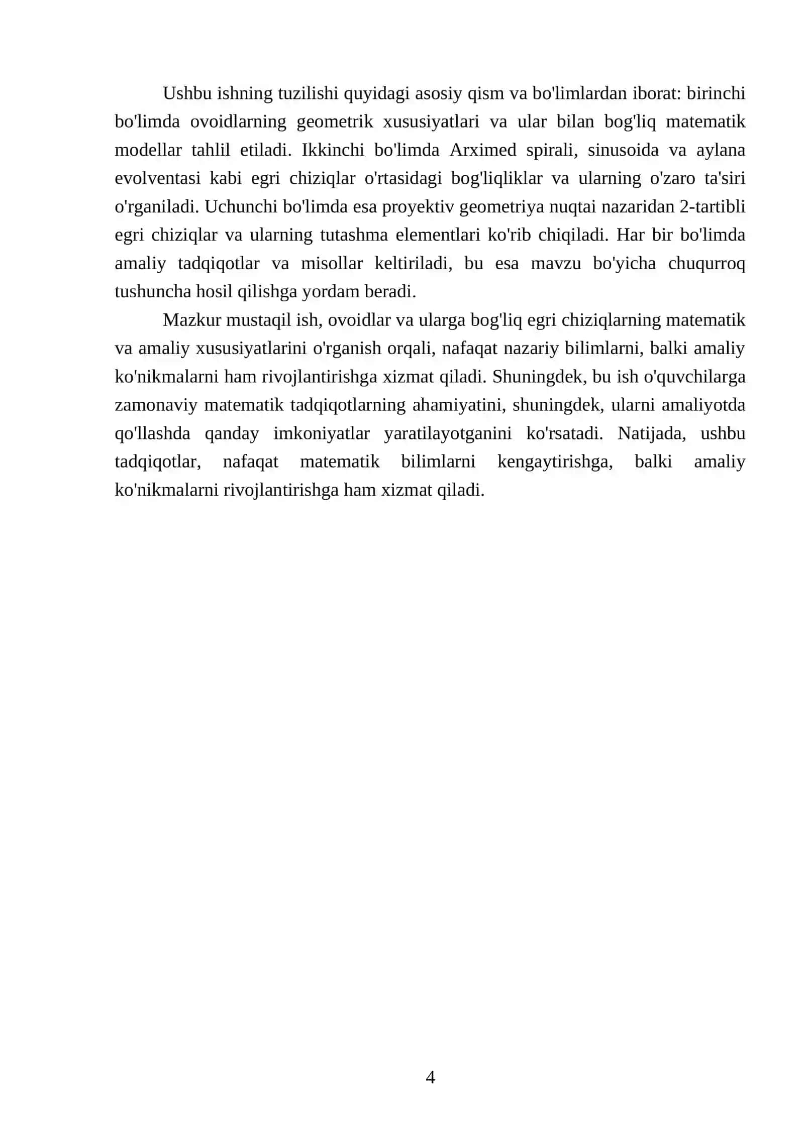 Ovoidlar. Arximed spirali sinusoida aylana evolventasi korxoida strofoida Bernulli lemniskatasi 4