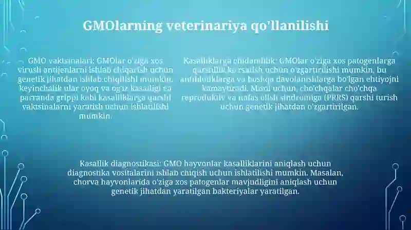 Geni Madifikatsiyalangan Organizmlar Va Veterinariya Bioxavfsizligi 4