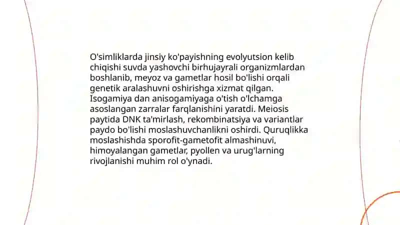 O'simlik jinsiy ko'payishining kelib chiqishi va xillari 4