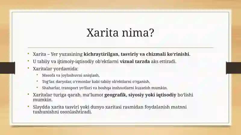Xarita Mashrablari va shartli belgilar turlari 4