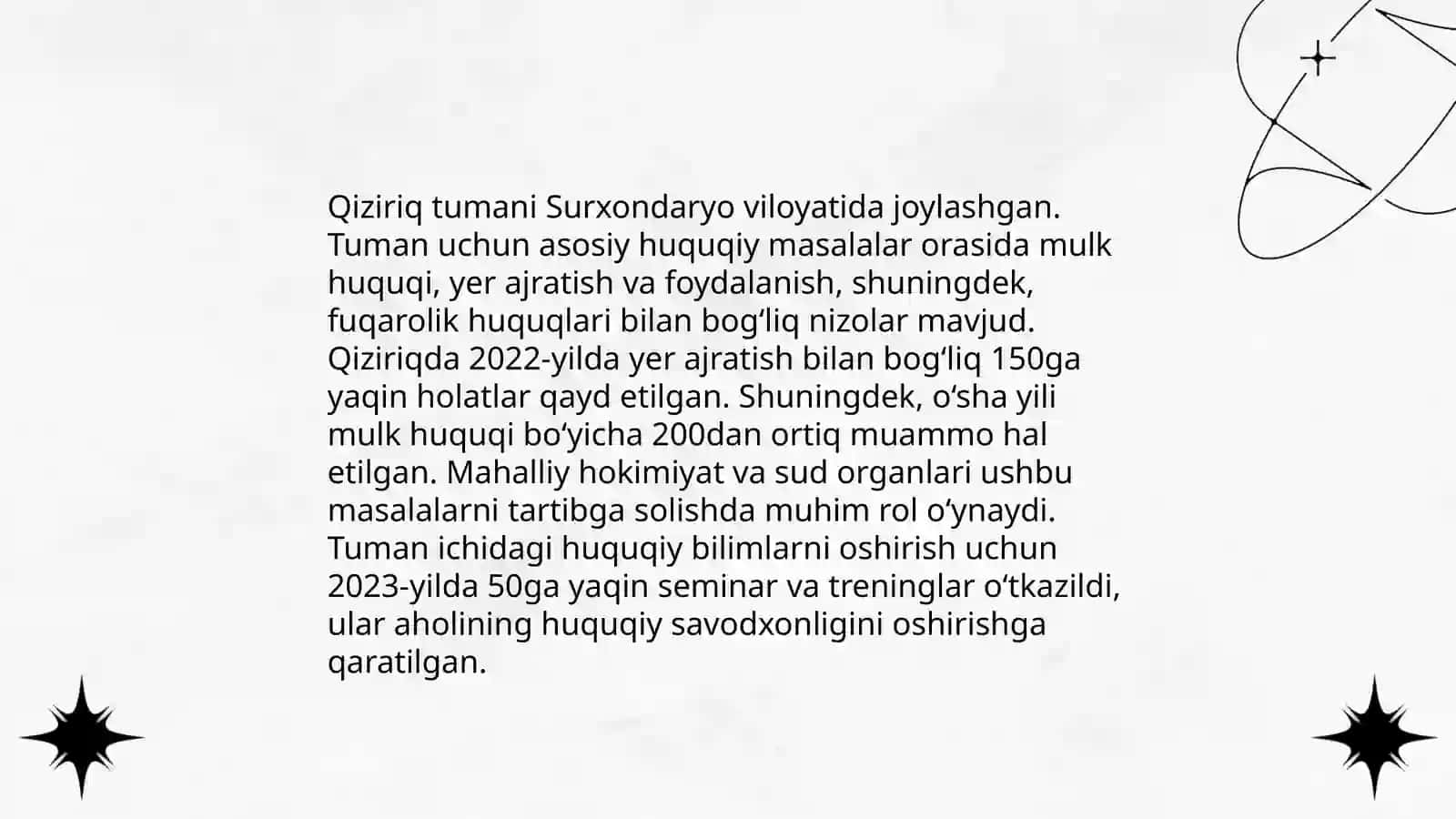 Surxandaryo Viloyat Qiziriq tuman fuqorolik Ishlari boʻyicha sudlov xayatiga Davogar D.Oʻ.Xalilovdan Javobgar S.X.Aliyev DAVO ARIZASI 4