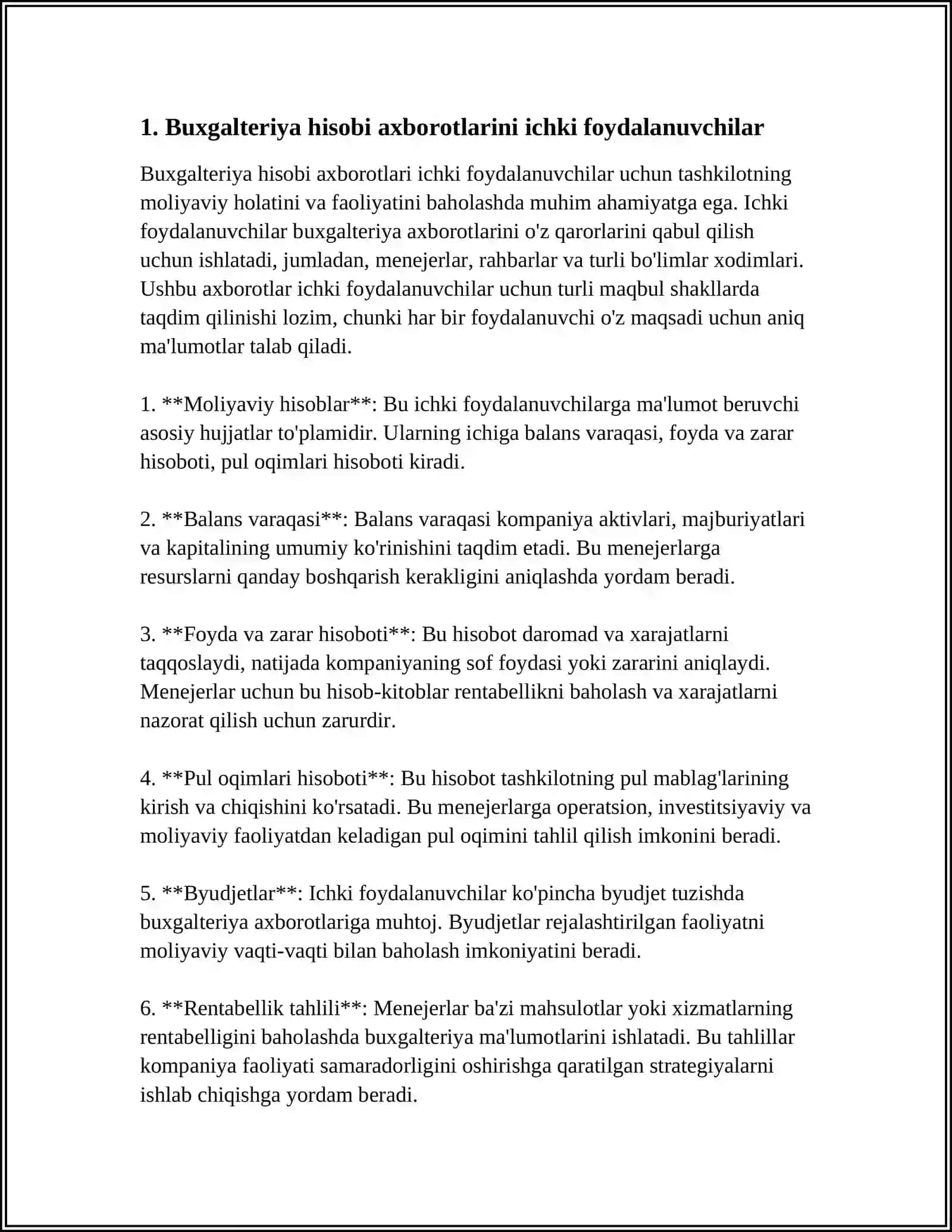 MOLIYAVIY HISOB FANIDAN "BUXGALTERIYA HISOBI AXBOROTLARIDAN FOYDALANUVCHILAR" MAVZUSI 4