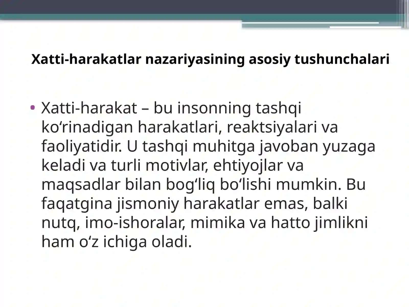SOTSIAL PSIXOLOGIK TRENINGDA XATTI-HARAKATLAR NAZARIYASI 4