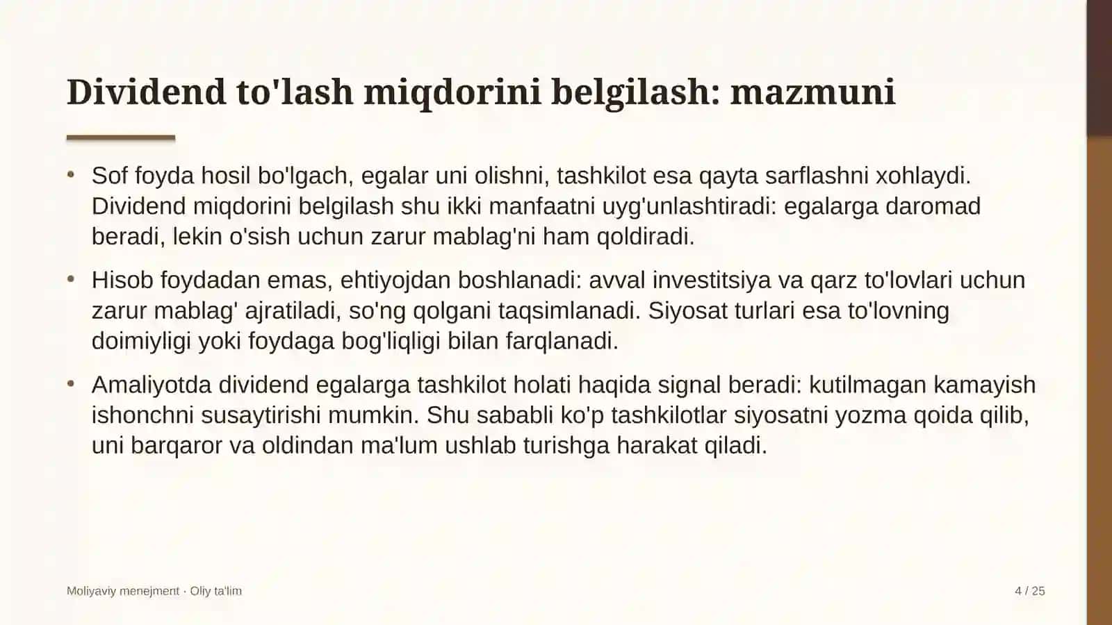 davlat moliyaviy nazorati organlarida dividend to'lash miqdorini belgilash 1150 4