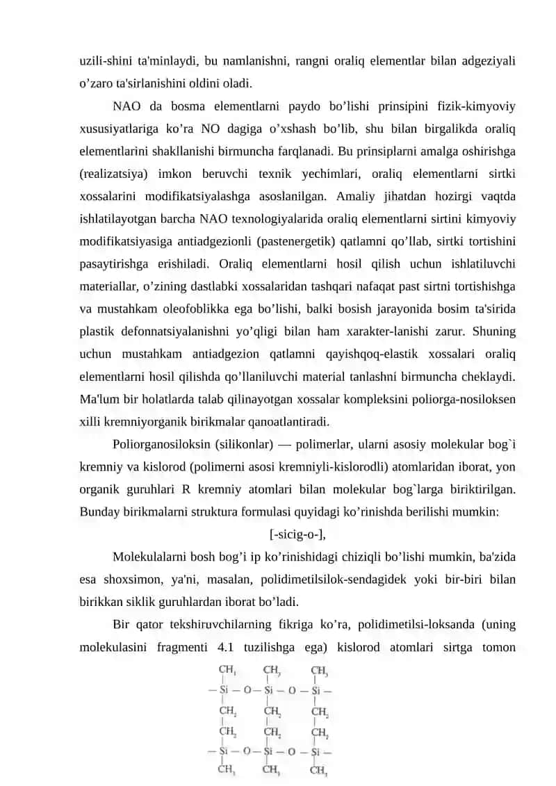 Namlanish talab qilinmaydigan bosma qoliplarni tuzilishi va ularni tayyorlashni xususiyatlari 4