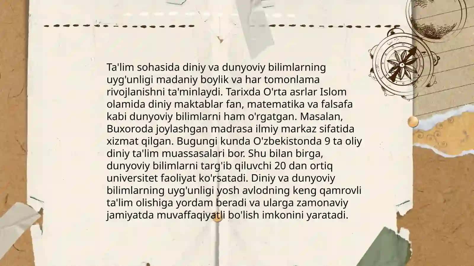 Dunyoviy va diniy bilimlar mutanosibligini taʼminlash ahamiyati 4