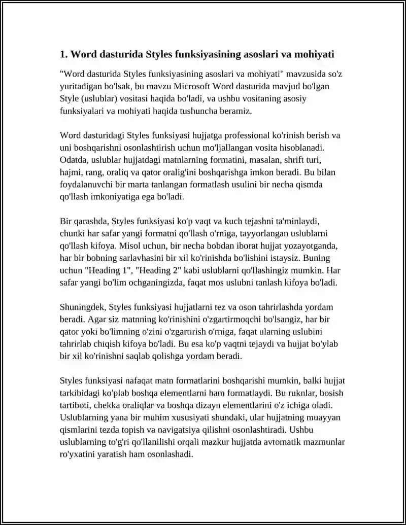 WORD DASTURIDA AVTOMATIK USLUBLARNI YARATISH VA TAHRIRLASH 4