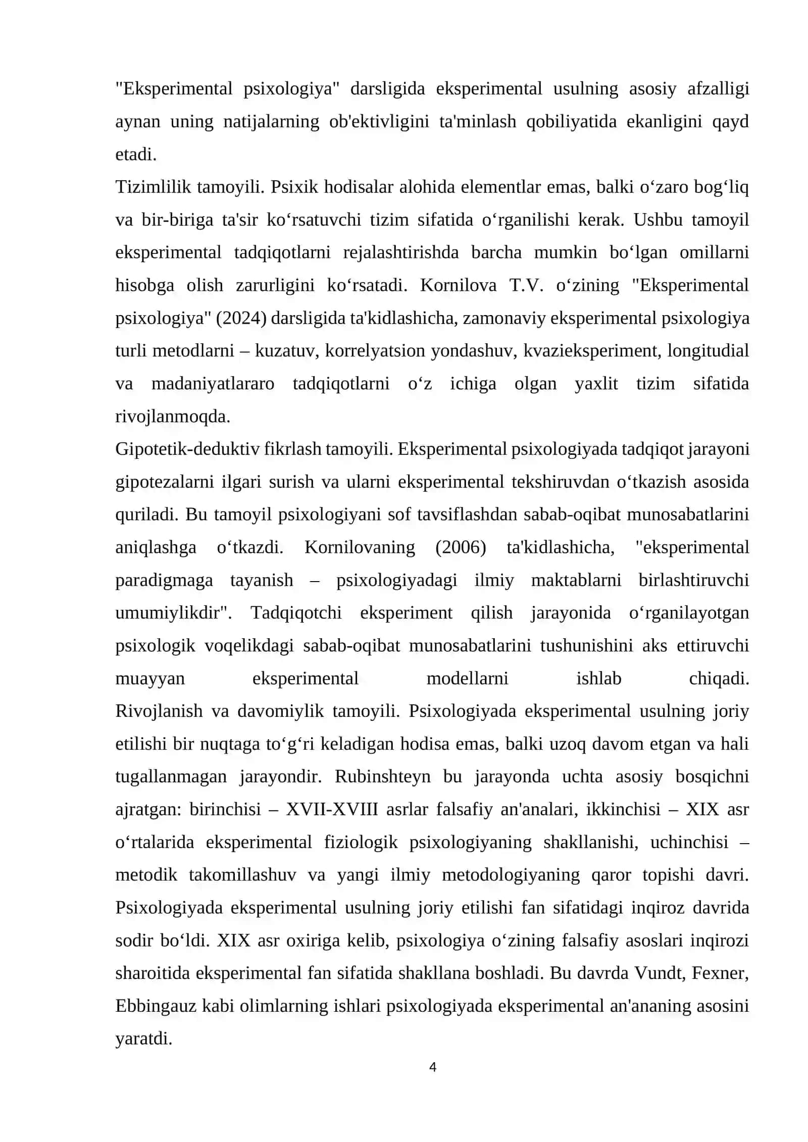 Eksperimental psixologiyaning asosiy tamoyillari mavzusidagi kurs ishi 4