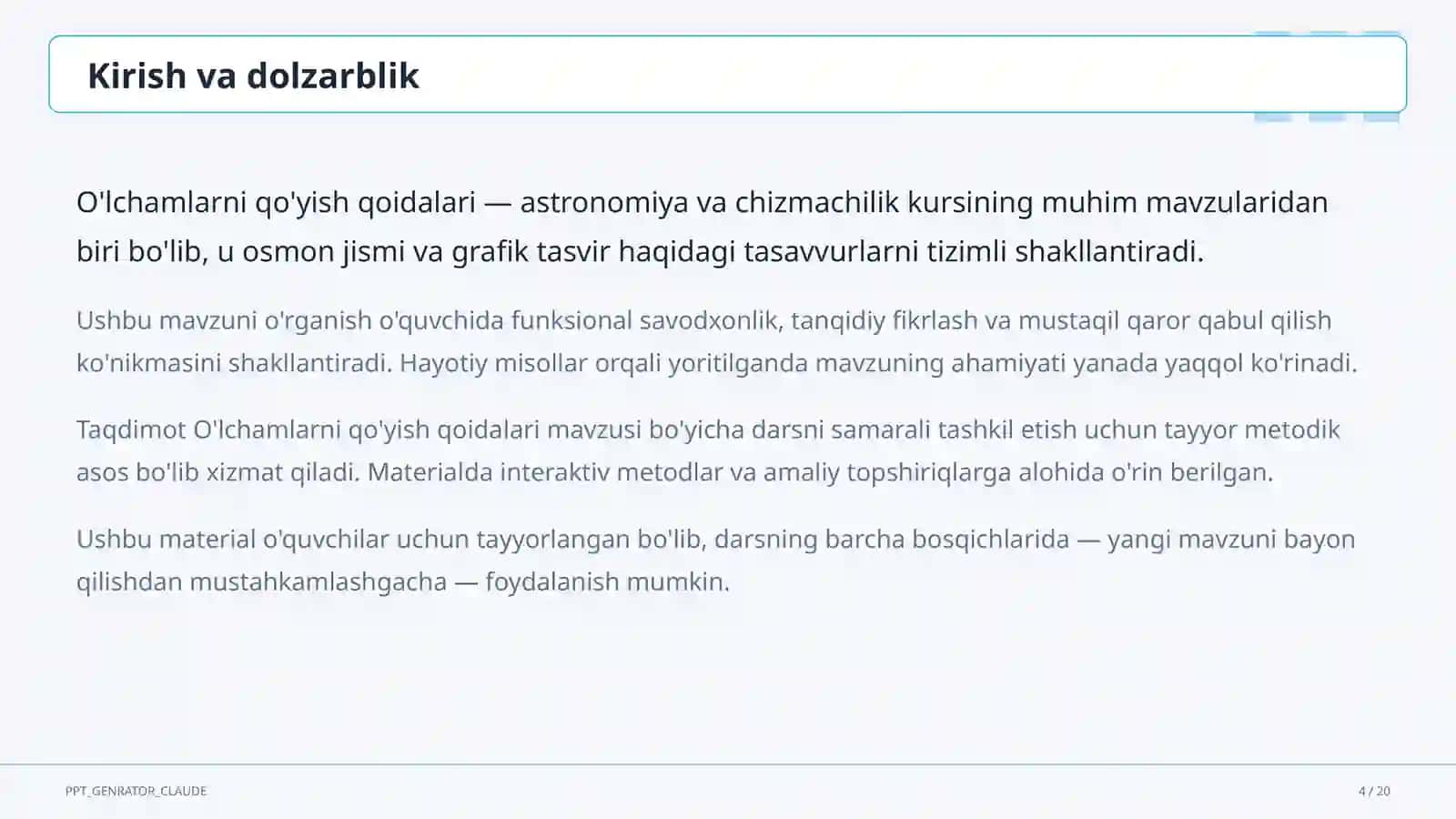 O'lchamlarni qo'yish qoidalari (8-sinf) 4