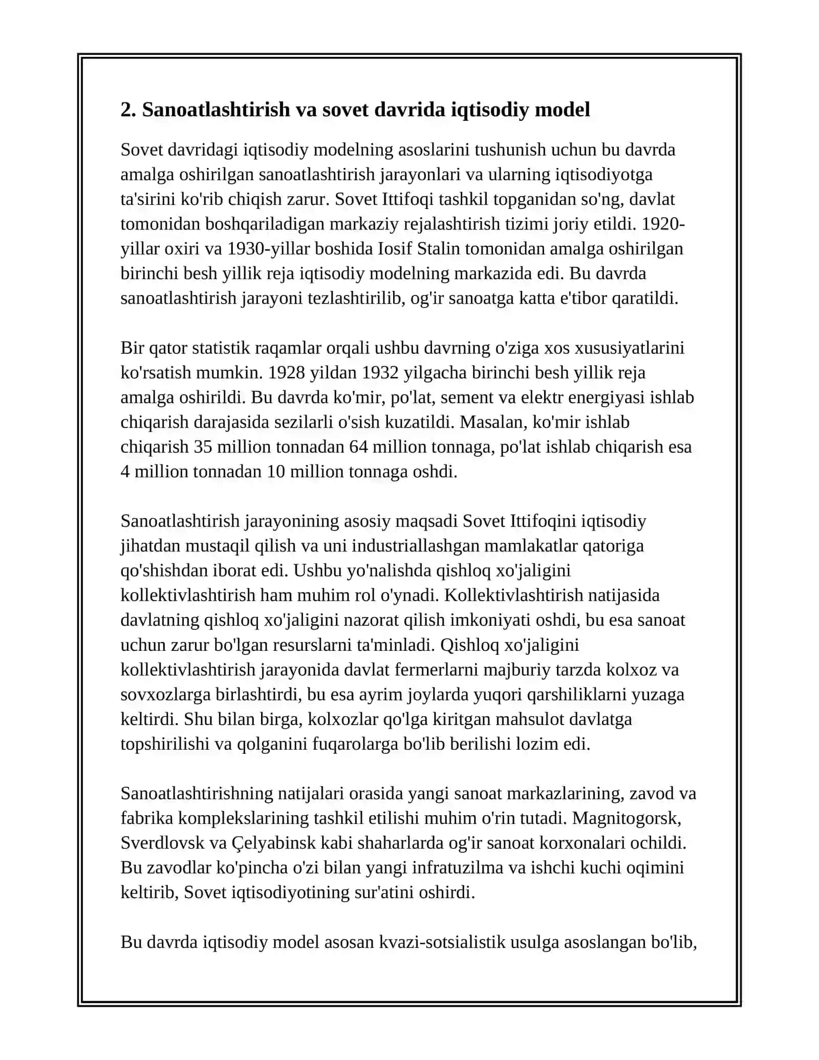 ROSSIYA IQTISODIYOTI TARIXI, BUGUNGI KUNI VA KELAJAK ISTIQBOLLARI 4