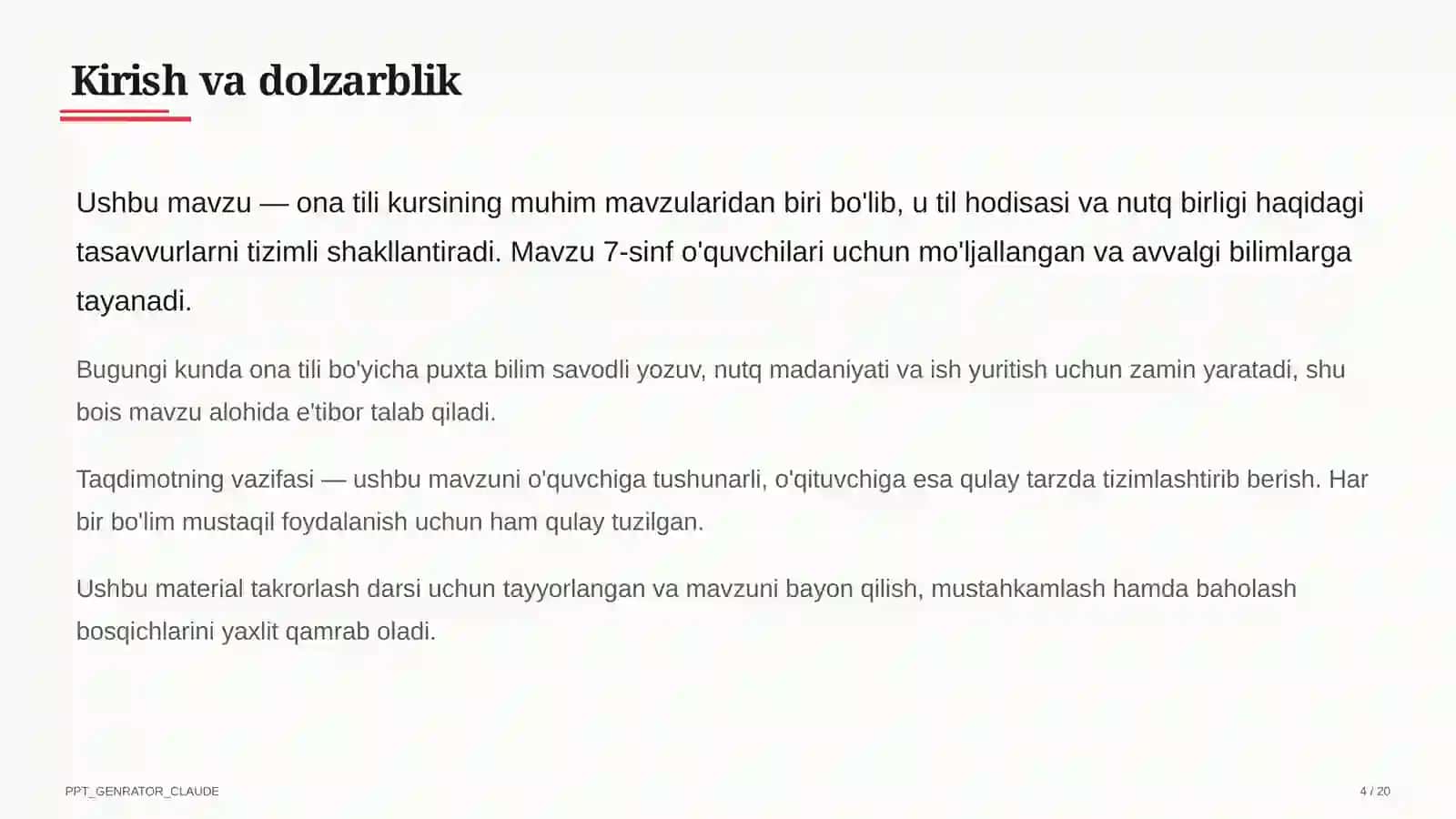 Fe'lning vazifadosh shakllari: ravishdosh va sifatdosh (7-sinf) Ona tili (5– 11) — takrorlash darsi uchun 4