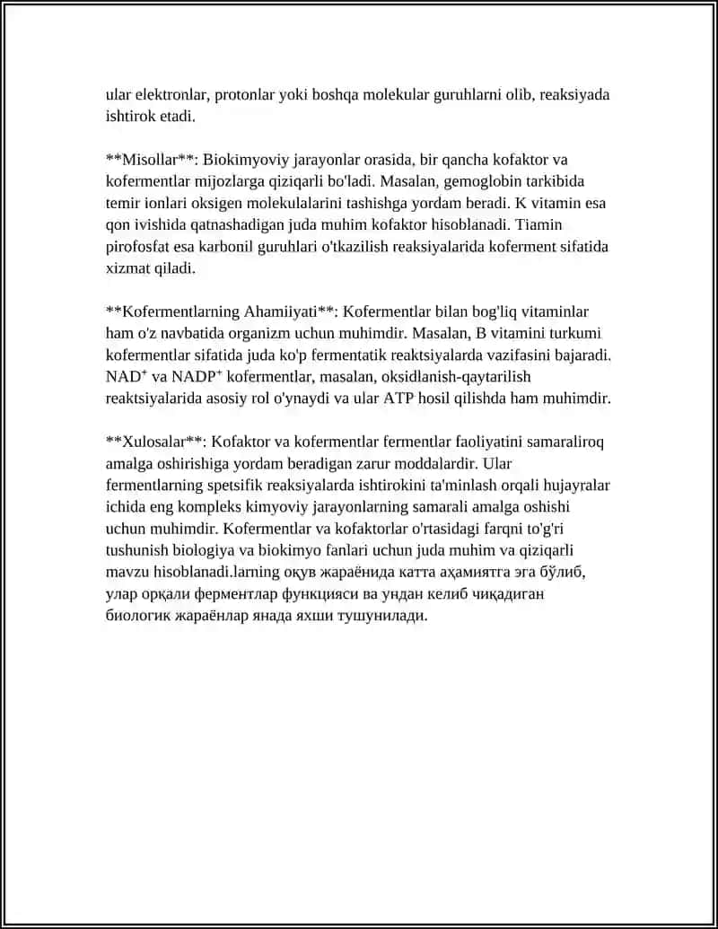 KOFOKTORLAR VA KOFERMENTLARNING SPESEFIKLARI 4