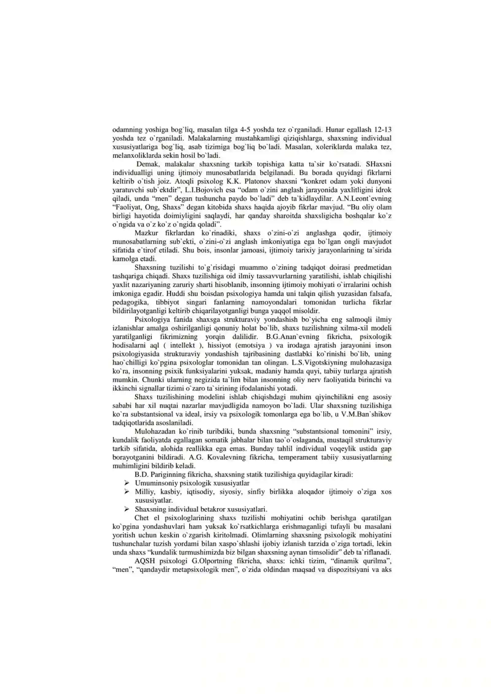 Psixologiyada shaxsni o’rganish nazariyasi 4