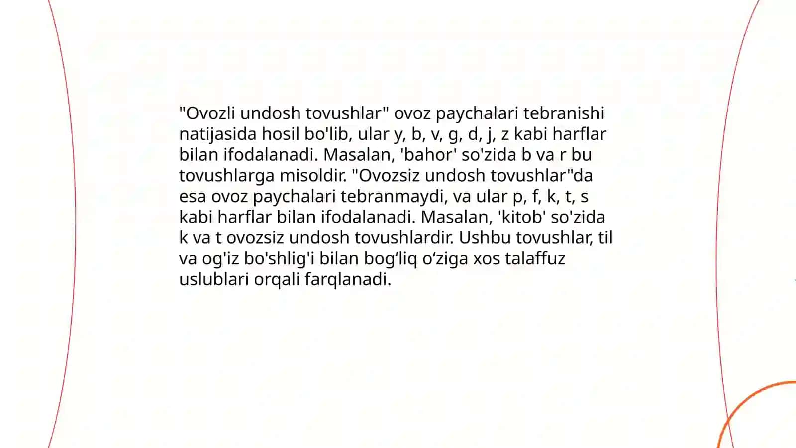 Undosh tovushlar tasnifi, tahlili va talaffuzi 4