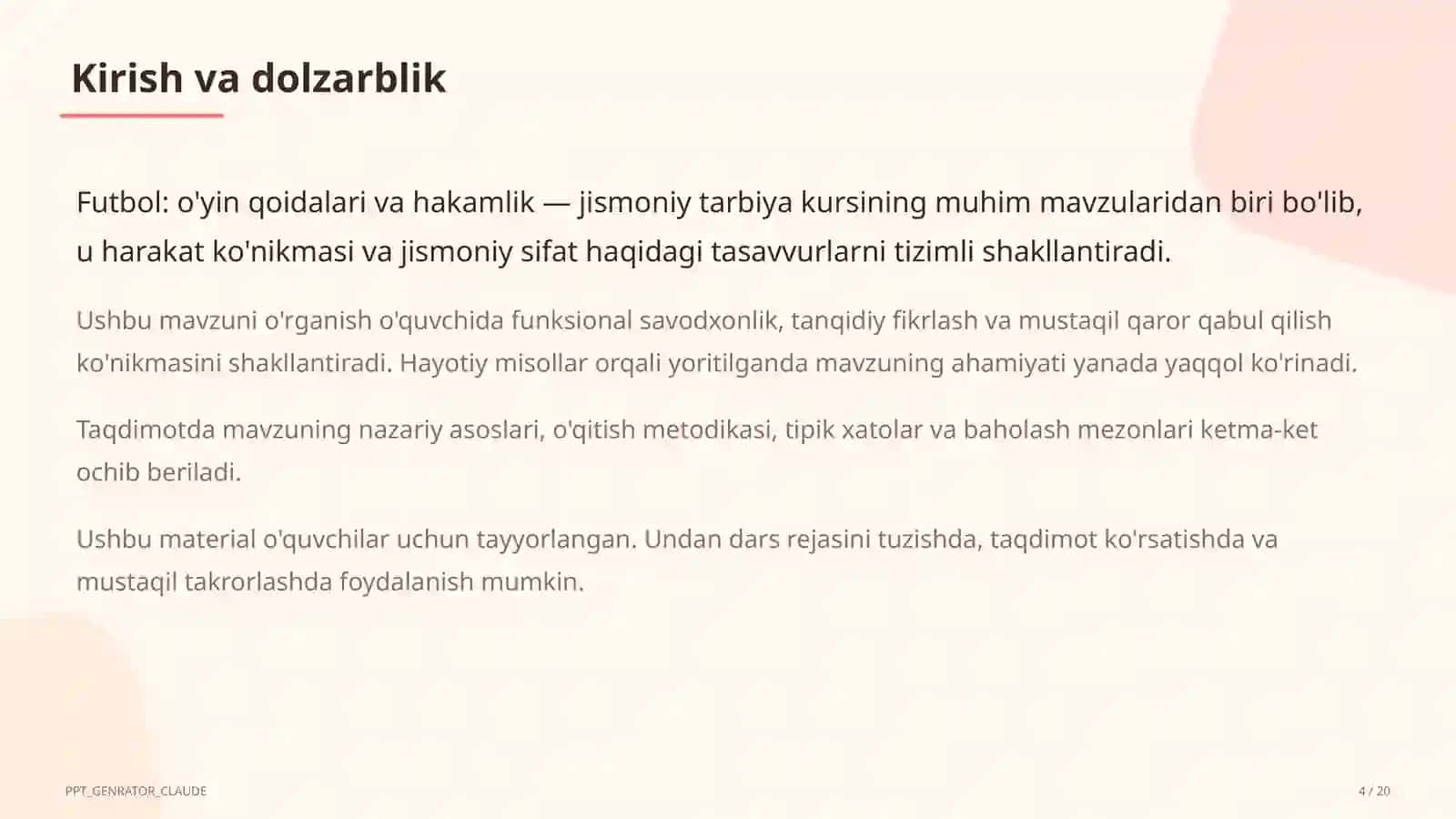 Jismoniy tarbiya (1–11) — o'quvchilar uchun 4