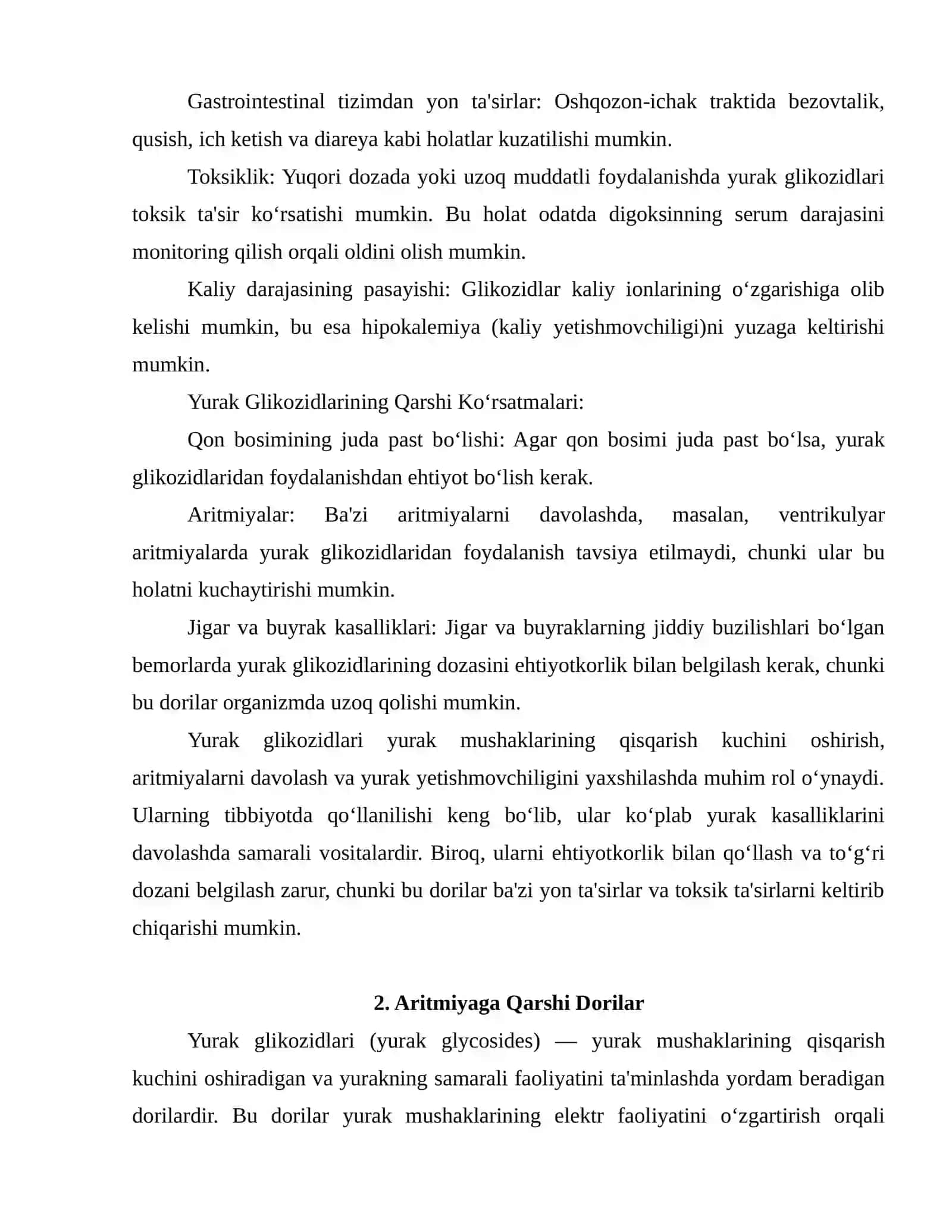 Yurak glikozidlari, aritmiyaga qarshi, toj tomirlar yetishmovchiligida qōllaniladigan, gipotenziv, gipertenziv, diuretik dori 4