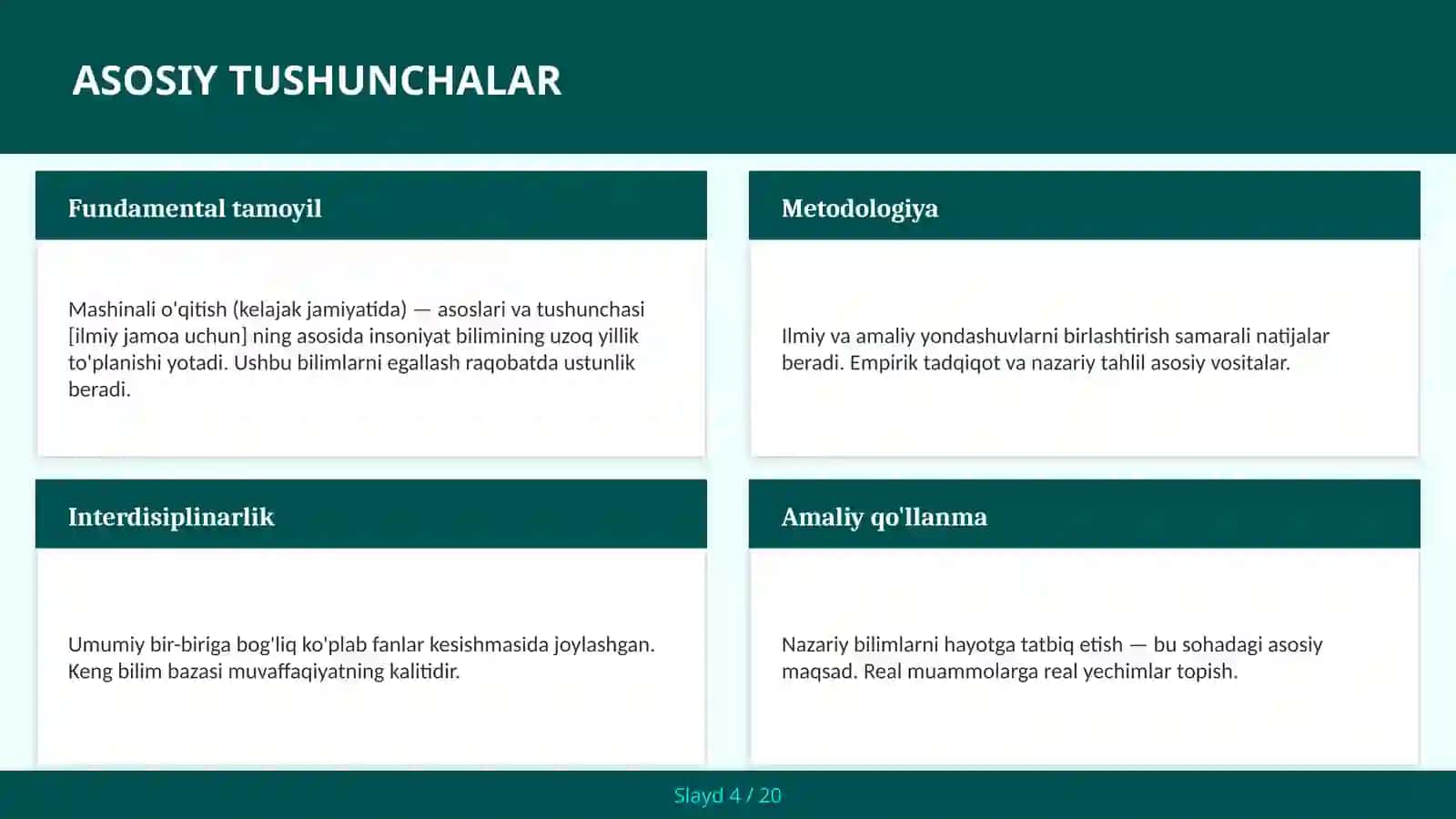 Mashinali o'qitish (kelajak jamiyatida) — asoslari va tushunchasi [ilmiy jamoa uchun] 4