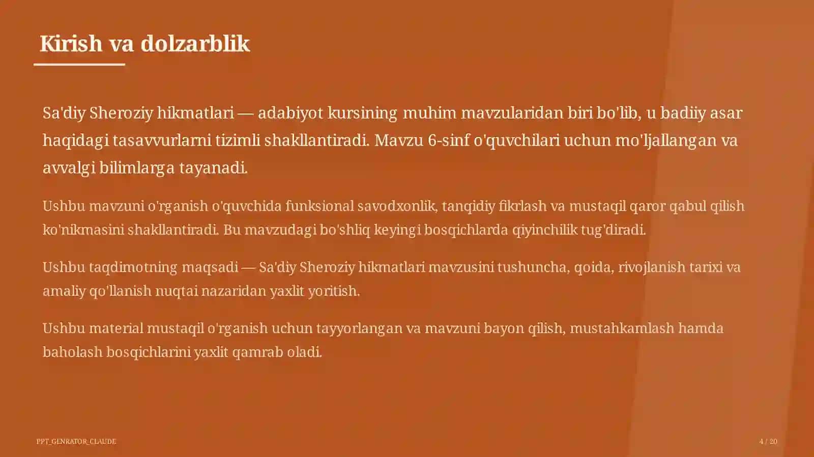 Sa'diy Sheroziy hikmatlari (6-sinf) 4