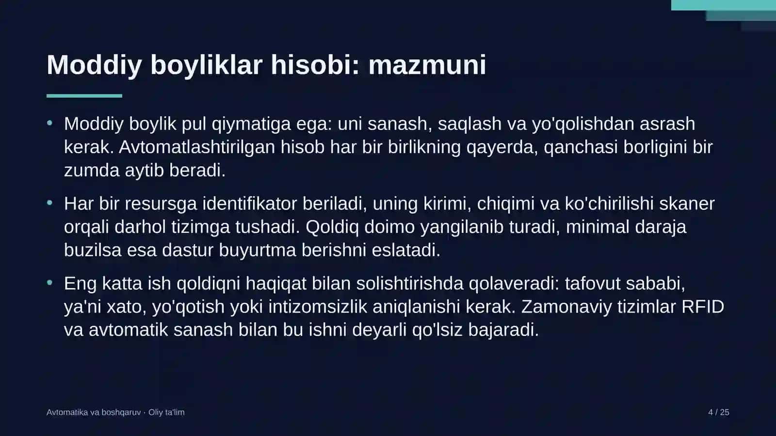 elektrotexnika sanoatida moddiy boyliklar hisobini avtomatlashtirish 9024 4