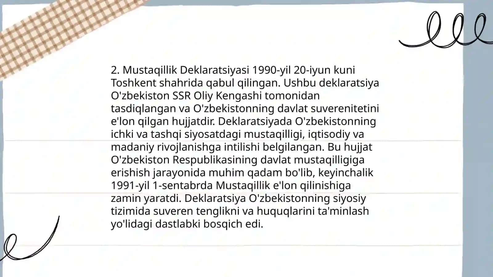 Mustaqil O'zbekiston Respublikasining tashkil topishi va uning tarixiy axamiyati 4