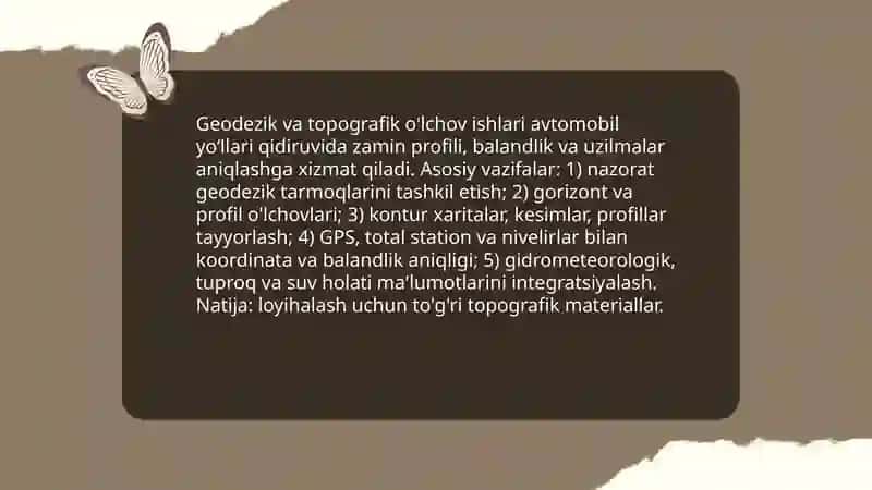 Avtomobil yoʻllarini qidiruv ishlari tarkibi va turlari 4