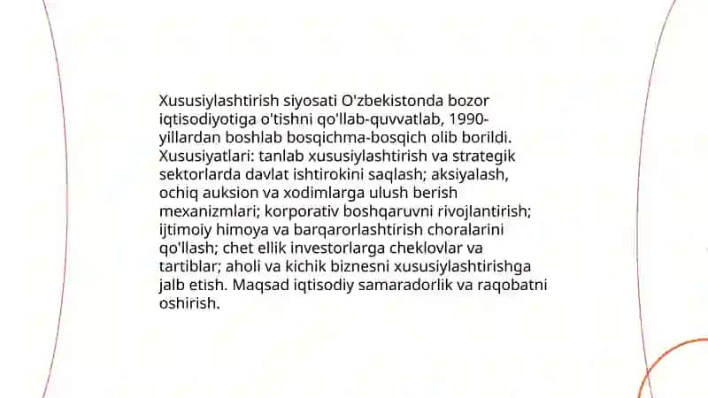 Bozor iqtisodiyotining O'zbekistondagi hususiyatlari 4