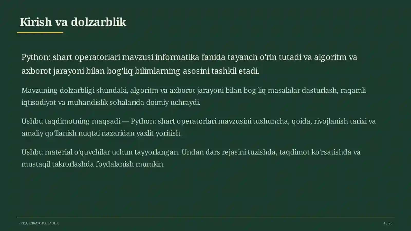 Python: shart operatorlari (8-sinf) 4