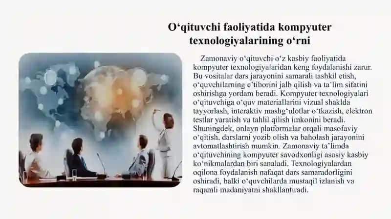 O'qituvchi Pedagogik Faoliyati va Kompyuter Texnologiyalari 4