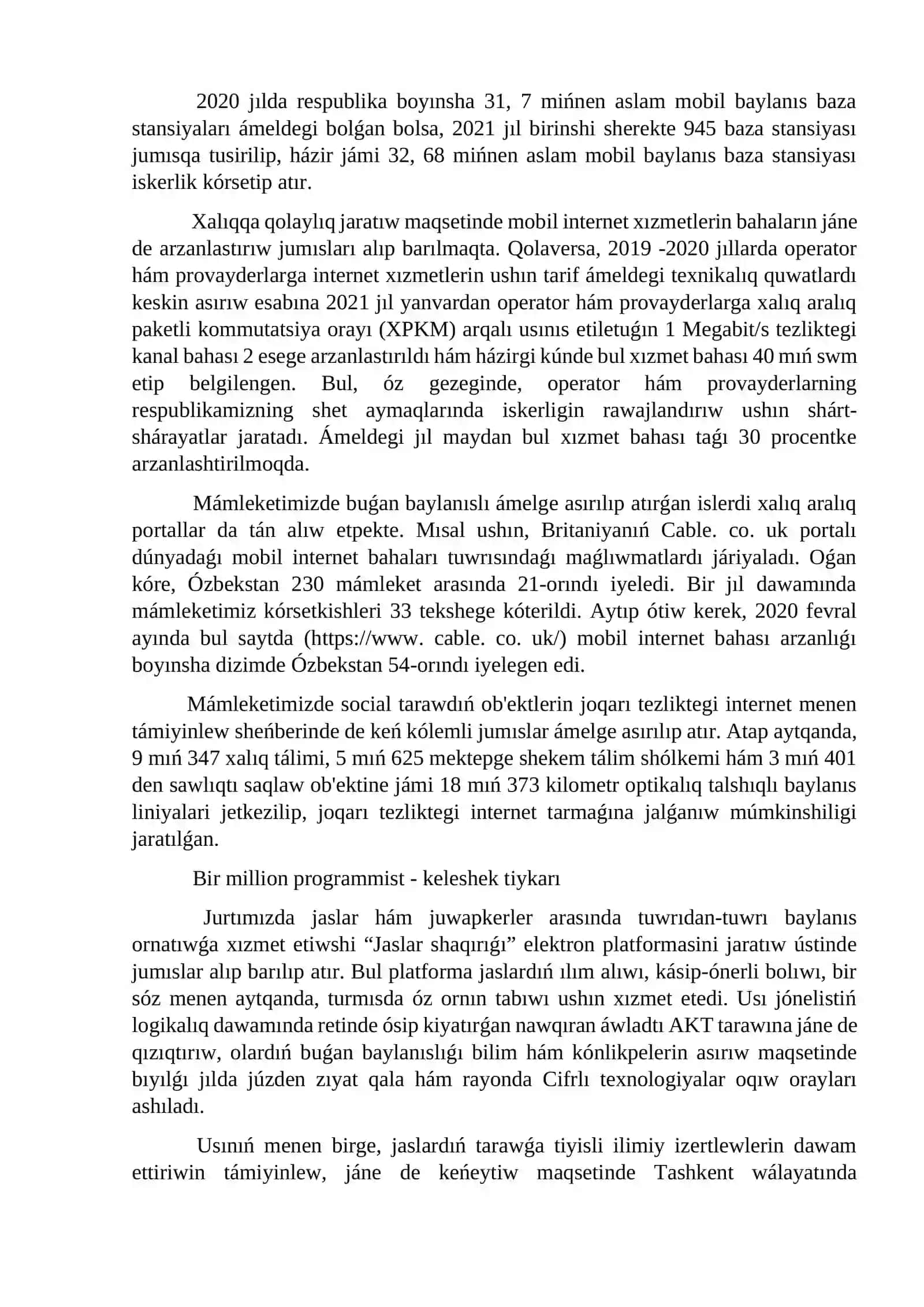 Informaciya jámiyetke ótiw 4
