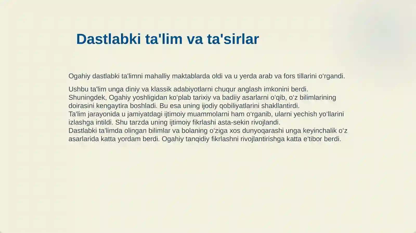OGAHIY HAYOTI VA IJODI 4