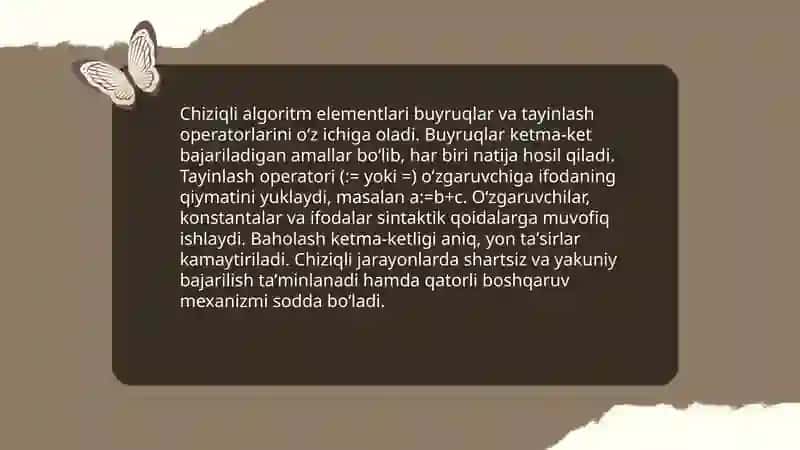Chiziqli jarayonlarni tashkil etish (Algoritm va dastur) 4