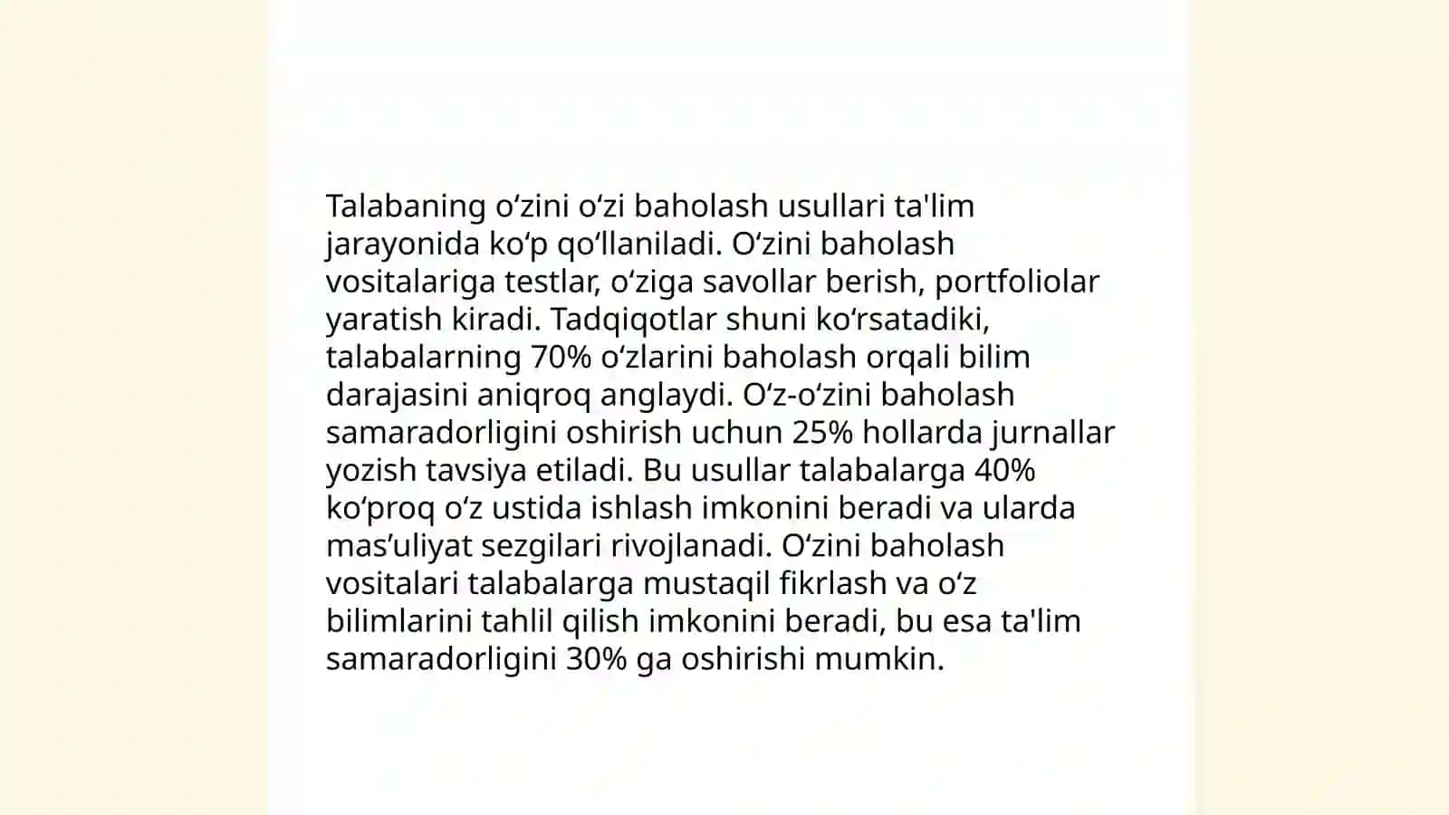 Mustaqil ishlarni tashkil etish, o‘tkzish va baholashning zamonaviy usullari 4