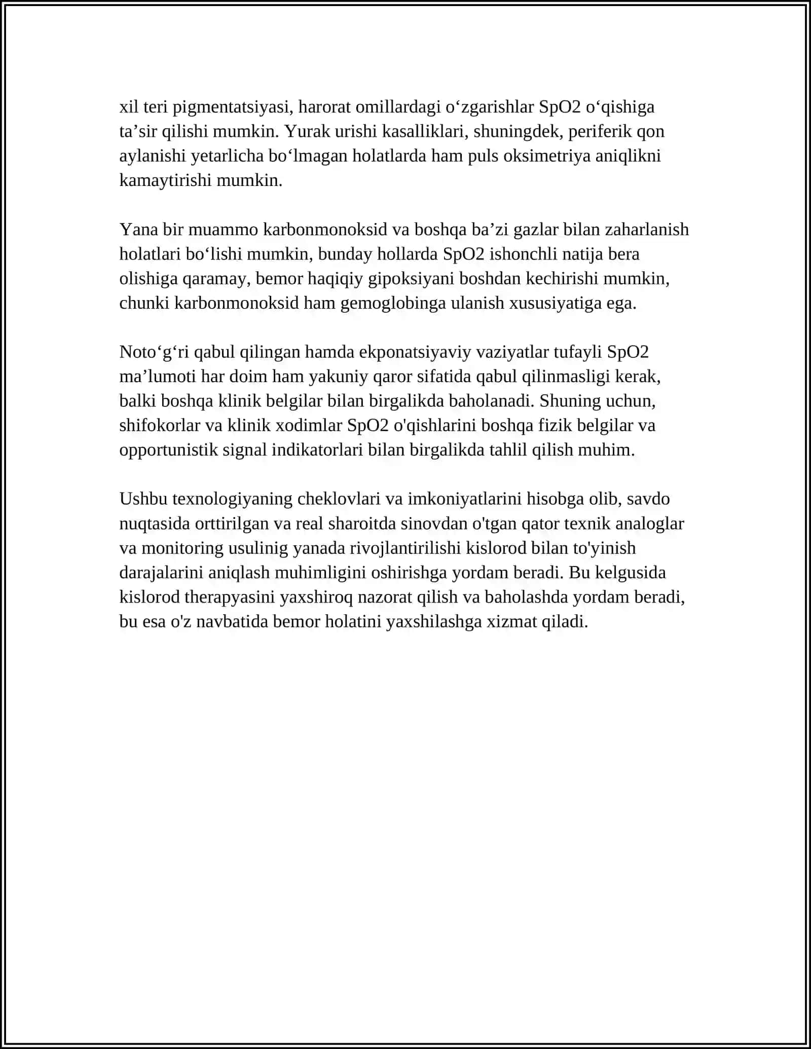 TO'QIMANI KISLOROD BILAN TOYINISHINI ANIQLASH USULLARI 4