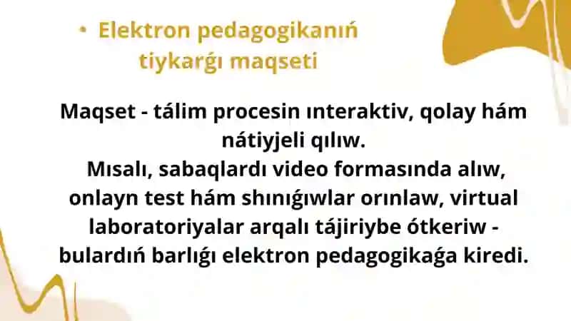 Elektron pedagogika hám pedagogtiń kásiplik informaciya maydanin joybarlaw 4