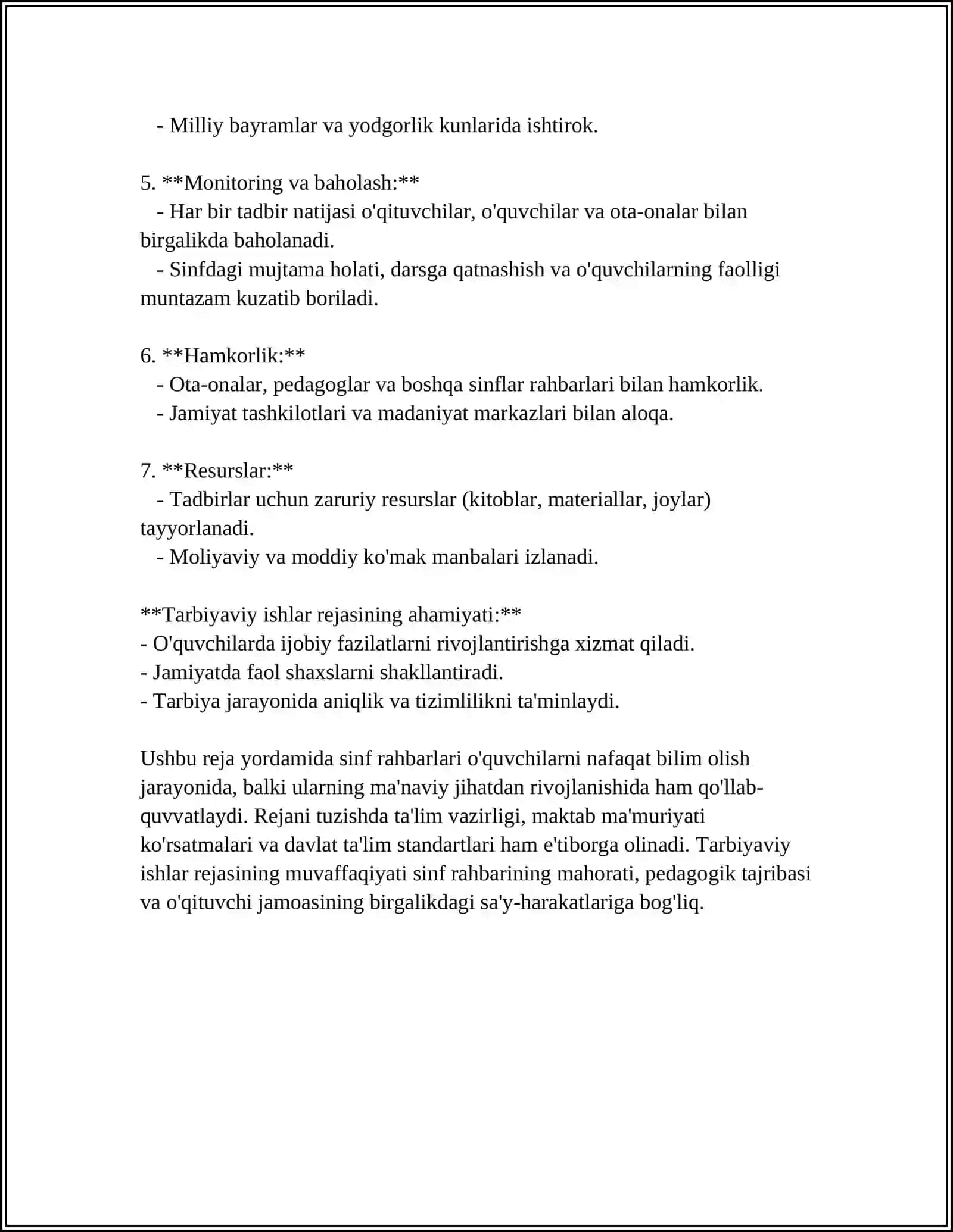 MUSTAQIL ISH Mavzu: MAKTABDAGI TARBIYAVIY ISHLAR TIZIMIDA SINF RAHBARINING FAOLIYATI 4