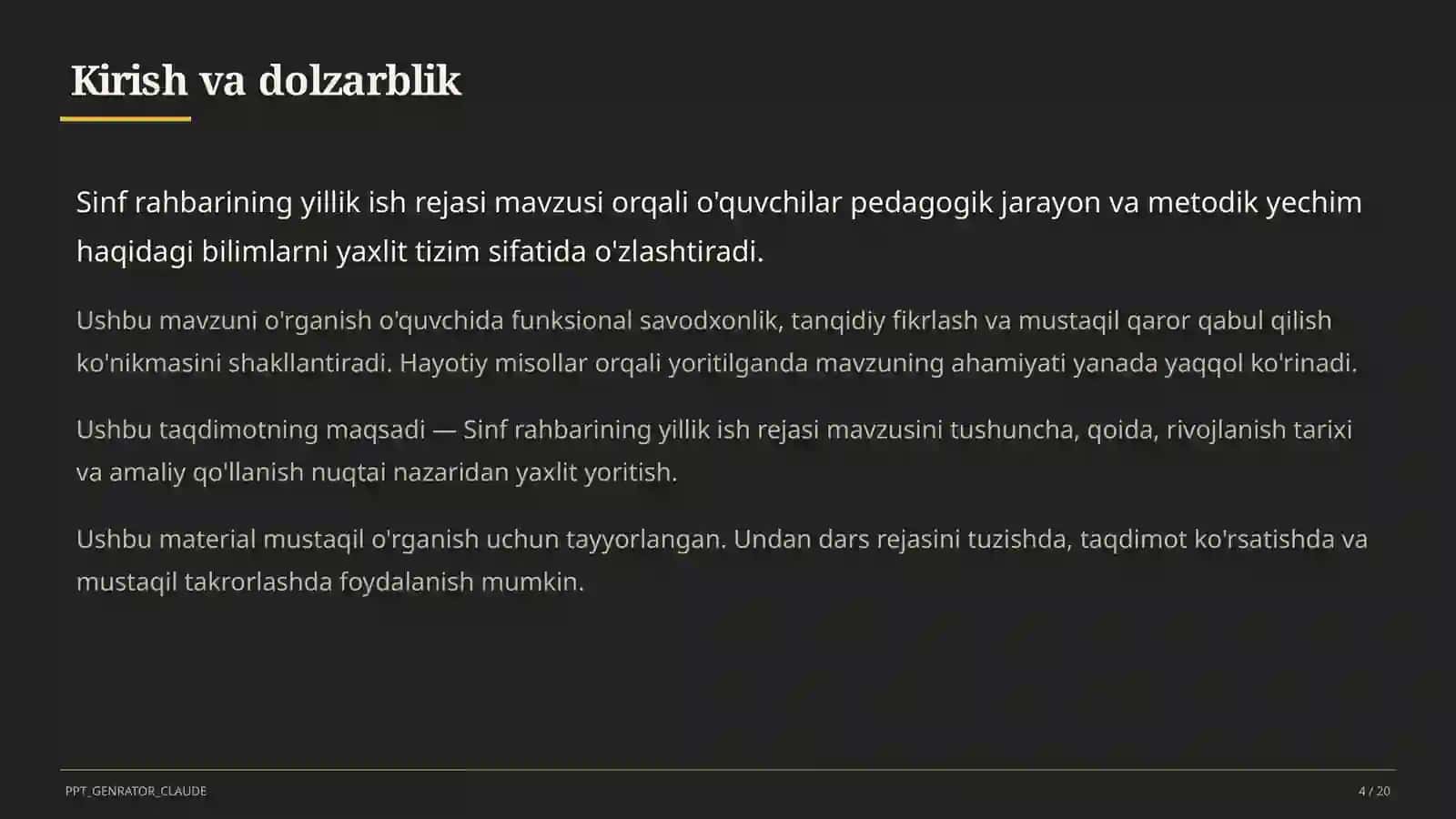 Sinf rahbarining yillik ish rejasi 4