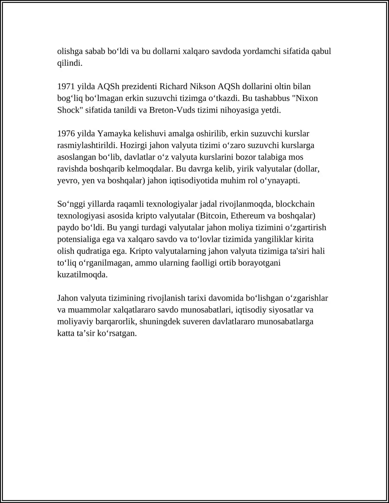 JAHON VALYUTA TIZIMI VA UNING RIVOJLANISH BOSQICHLARI 4
