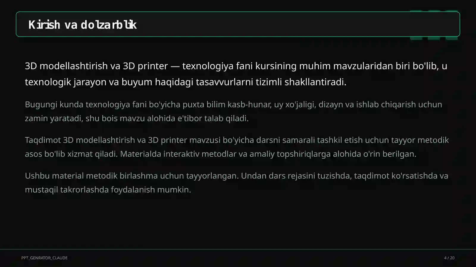 3D modellashtirish va 3D printer (10-sinf) 4