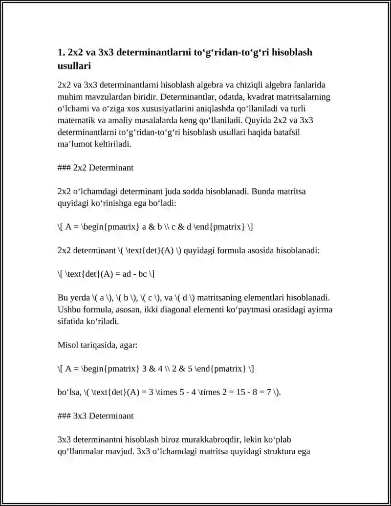DETERMINANT HISOBLASH USULLARI 4
