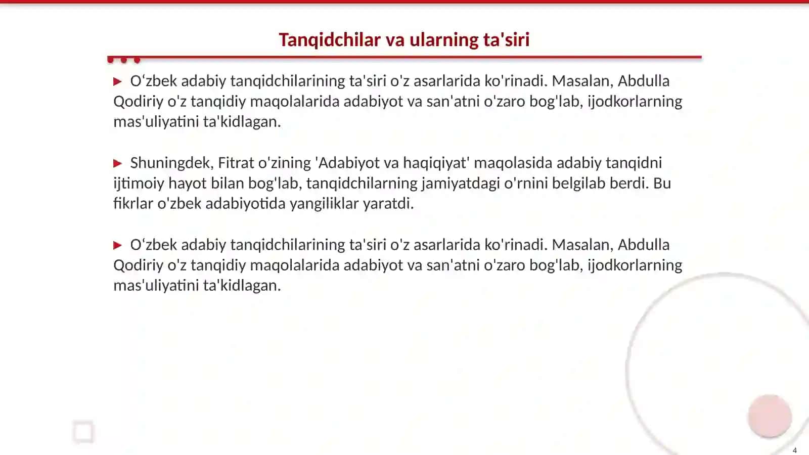 Oʻzbek adabiy tanqidchiligining janriy tasnifi 4