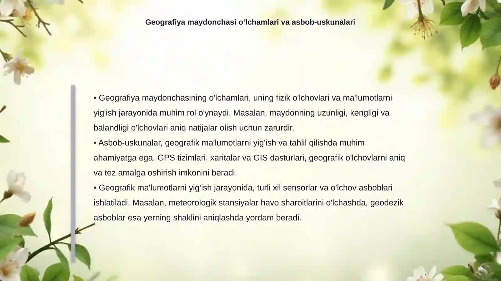 Geografiya maydonchasida oʻtkaziladigan biror mavzuga bir soatlik dars ishlanma 4