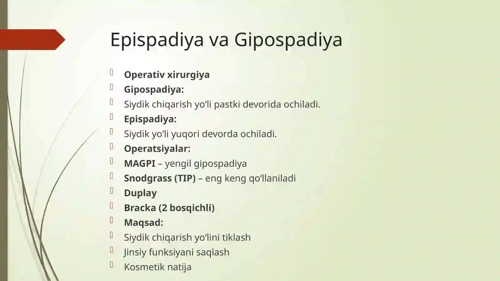 Yorg‘oqistis qosidabajariladigan operatsiyalar 4