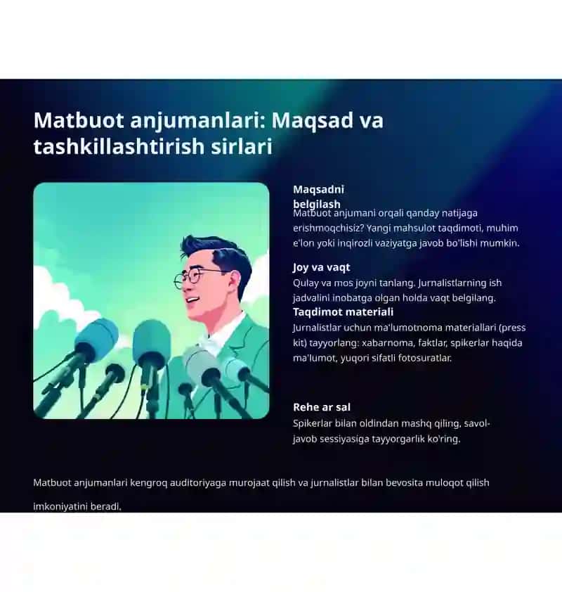 OAV bilan aloqalar va PR matbuot uchun maxsus tadbirlar 4