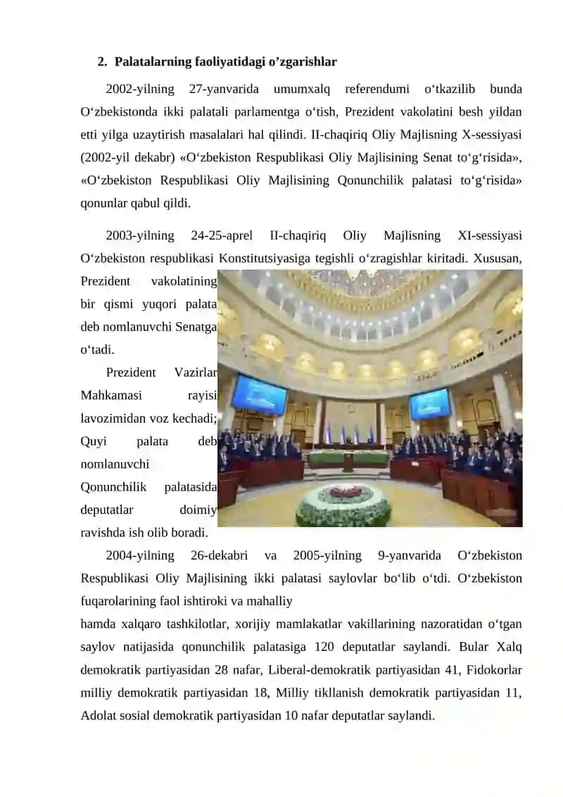 O‘zbekistonda parlament tizimi va undagi islohotlar 4
