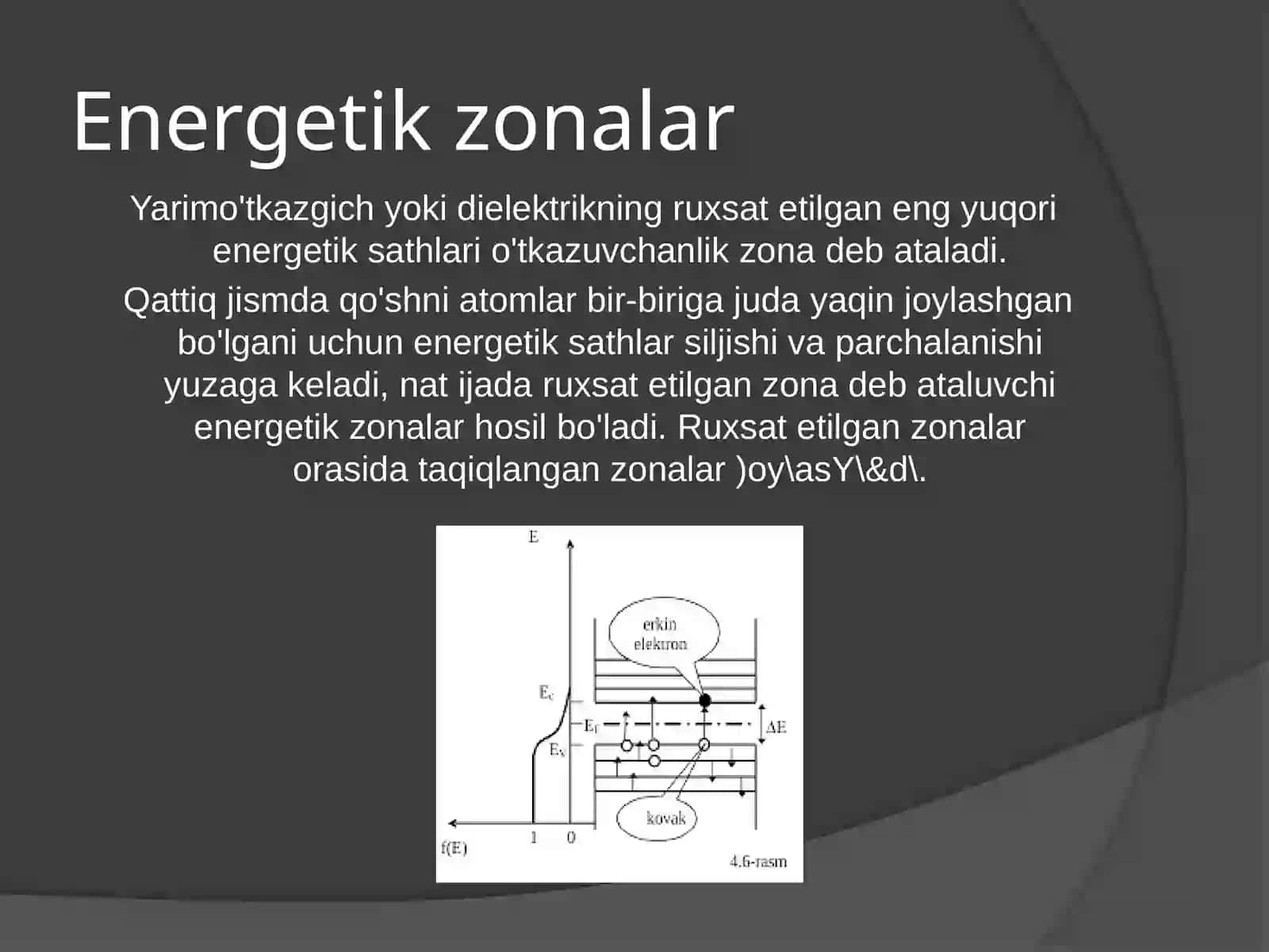 Yarimo’tkazgichlarning energetik zaxiralari 4